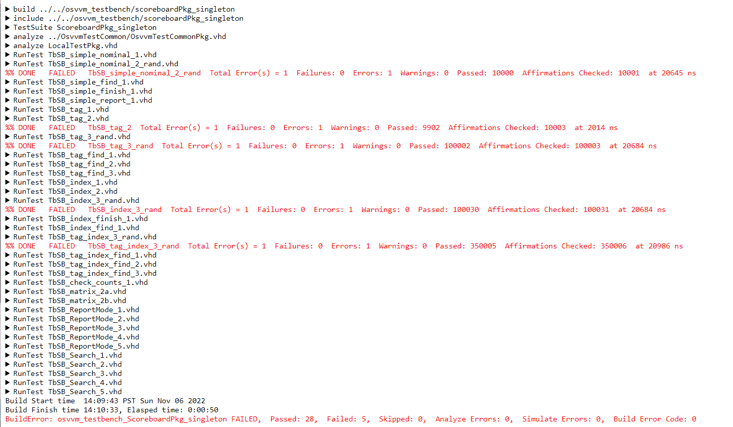 Simulation html log file